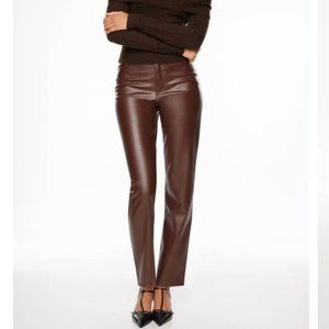 Gisele Dynamite Brown Faux Leather Straight Leg Pants Size 8.